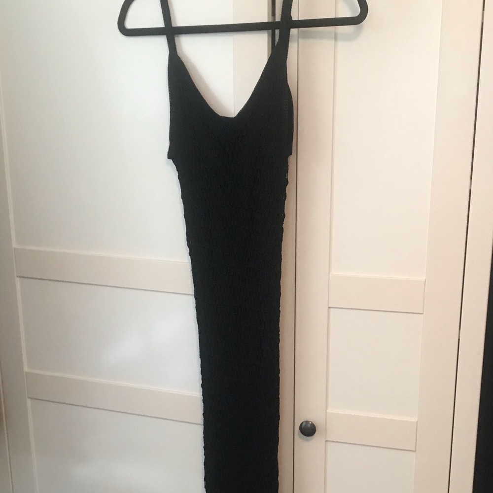 Crochet outer layer black dress